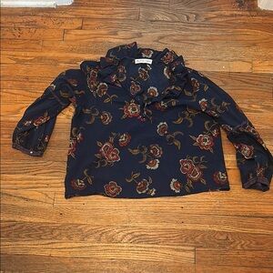 Madewell x Warm Floral Boho Top - Navy and Red size Large